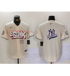 Men New York Yankees Blank Cream The Bronx Graffiti V2 Vapor Limited Stitched Baseball Jersey 7