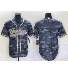 Men New York Yankees Blank Gray Camo With Patch Cool Base Stitched Baseball Jersey