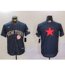 Men New York Yankees Navy Team Big Logo Cool Base Stitched Baseball Jersey 002