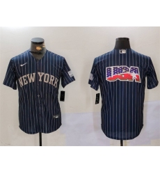 Men New York Yankees Navy Team Big Logo Cool Base Stitched Baseball Jersey 1