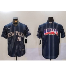 Men New York Yankees Navy Team Big Logo Cool Base Stitched Baseball Jersey 12