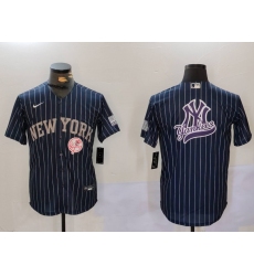 Men New York Yankees Navy Team Big Logo Cool Base Stitched Baseball Jersey 6