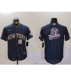 Men New York Yankees Navy Team Big Logo Cool Base Stitched Baseball Jersey 9