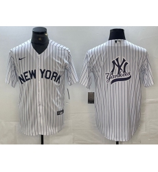Men New York Yankees Team Big Logo White Cool Base Stitched Baseball Jersey 5