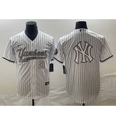 Men New York Yankees White Team Big Logo Cool Base With Patch Stitched Baseball Jersey