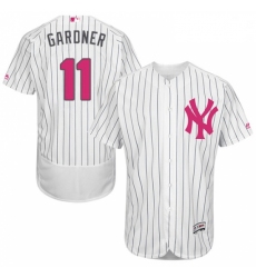 Mens Majestic New York Yankees 11 Brett Gardner Authentic White 2016 Mothers Day Fashion Flex Base MLB Jersey