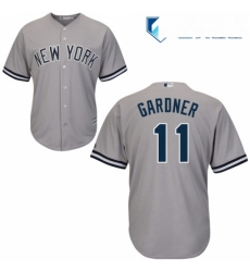 Mens Majestic New York Yankees 11 Brett Gardner Replica Grey Road MLB Jersey