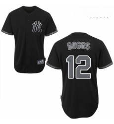 Mens Majestic New York Yankees 12 Wade Boggs Authentic Black Fashion MLB Jersey