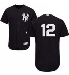 Mens Majestic New York Yankees 12 Wade Boggs Navy Blue Alternate Flex Base Authentic Collection MLB Jersey 