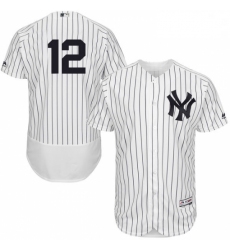 Mens Majestic New York Yankees 12 Wade Boggs White Home Flex Base Authentic Collection MLB Jersey