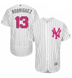 Mens Majestic New York Yankees 13 Alex Rodriguez Authentic White 2016 Mothers Day Fashion Flex Base Jersey 