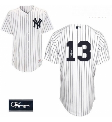 Mens Majestic New York Yankees 13 Alex Rodriguez Authentic White Home Autographed MLB Jersey