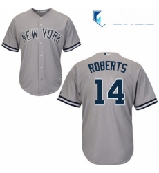 Mens Majestic New York Yankees 14 Brian Roberts Replica Grey Road MLB Jersey