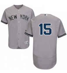 Mens Majestic New York Yankees 15 Thurman Munson Grey Road Flex Base Authentic Collection MLB Jersey