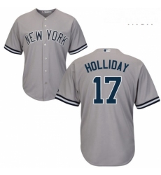 Mens Majestic New York Yankees 17 Matt Holliday Replica Grey Road MLB Jersey