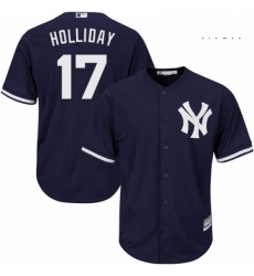 Mens Majestic New York Yankees 17 Matt Holliday Replica Navy Blue Alternate MLB Jersey