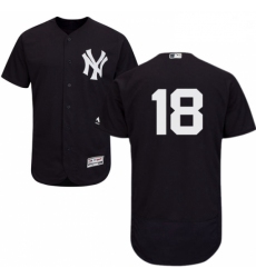 Mens Majestic New York Yankees 18 Don Larsen Navy Blue Alternate Flex Base Authentic Collection MLB Jersey 