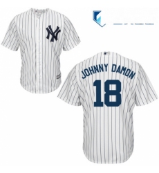 Mens Majestic New York Yankees 18 Johnny Damon Replica White Home MLB Jersey