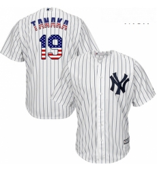 Mens Majestic New York Yankees 19 Masahiro Tanaka Authentic White USA Flag Fashion MLB Jersey