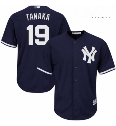 Mens Majestic New York Yankees 19 Masahiro Tanaka Replica Navy Blue Alternate MLB Jersey