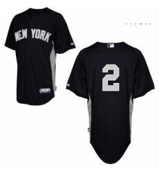 Mens Majestic New York Yankees 2 Derek Jeter Authentic Black 2011 Road Cool Base BP MLB Jersey