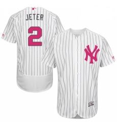 Mens Majestic New York Yankees 2 Derek Jeter Authentic White 2016 Mothers Day Fashion Flex Base MLB Jersey 