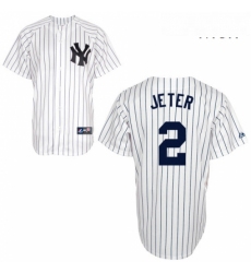Mens Majestic New York Yankees 2 Derek Jeter Authentic White Name On Back MLB Jersey