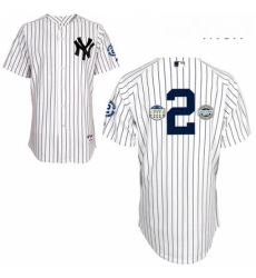 Mens Majestic New York Yankees 2 Derek Jeter Authentic White wCommemorative Final Season Inaugural Season Retirement Patch MLB Jersey