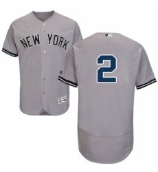 Mens Majestic New York Yankees 2 Derek Jeter Grey Road Flex Base Authentic Collection MLB Jersey