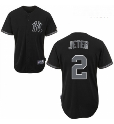 Mens Majestic New York Yankees 2 Derek Jeter Replica Black Fashion MLB Jersey