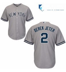 Mens Majestic New York Yankees 2 Derek Jeter Replica Grey Road MLB Jersey