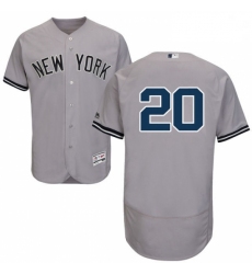 Mens Majestic New York Yankees 20 Jorge Posada Grey Road Flex Base Authentic Collection MLB Jersey