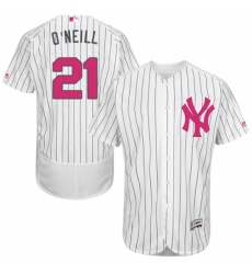 Mens Majestic New York Yankees 21 Paul ONeill Authentic White 2016 Mothers Day Fashion Flex Base MLB Jersey