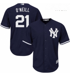 Mens Majestic New York Yankees 21 Paul ONeill Replica Navy Blue Alternate MLB Jersey