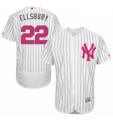 Mens Majestic New York Yankees 22 Jacoby Ellsbury Authentic White 2016 Mothers Day Fashion Flex Base Jersey