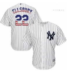 Mens Majestic New York Yankees 22 Jacoby Ellsbury Authentic White USA Flag Fashion MLB Jersey