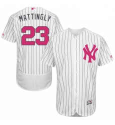 Mens Majestic New York Yankees 23 Don Mattingly Authentic White 2016 Mothers Day Fashion Flex Base MLB Jersey