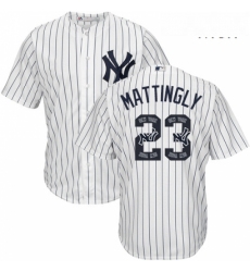 Mens Majestic New York Yankees 23 Don Mattingly Authentic White Team Logo Fashion MLB Jersey