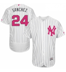 Mens Majestic New York Yankees 24 Gary Sanchez Authentic White 2016 Mothers Day Fashion Flex Base MLB Jersey