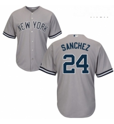 Mens Majestic New York Yankees 24 Gary Sanchez Replica Grey Road MLB Jersey