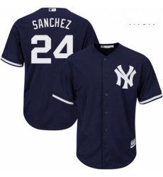 Mens Majestic New York Yankees 24 Gary Sanchez Replica Navy Blue Alternate MLB Jersey