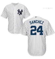 Mens Majestic New York Yankees 24 Gary Sanchez Replica White Home MLB Jersey