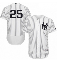 Mens Majestic New York Yankees 25 Gleyber Torres White Home Flex Base Authentic Collection MLB Jersey