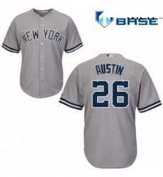 Mens Majestic New York Yankees 26 Tyler Austin Replica Grey Road MLB Jersey 