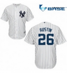 Mens Majestic New York Yankees 26 Tyler Austin Replica White Home MLB Jersey 
