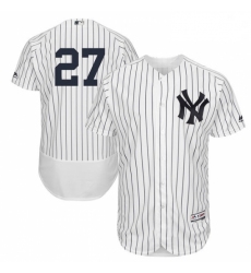 Mens Majestic New York Yankees 27 Giancarlo Stanton WhiteNavy Flexbase Authentic Collection MLB Jersey