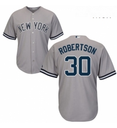 Mens Majestic New York Yankees 30 David Robertson Replica Grey Road MLB Jersey 