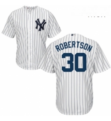 Mens Majestic New York Yankees 30 David Robertson Replica White Home MLB Jersey 