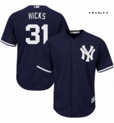 Mens Majestic New York Yankees 31 Aaron Hicks Replica Navy Blue Alternate MLB Jersey