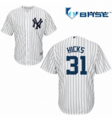 Mens Majestic New York Yankees 31 Aaron Hicks Replica White Home MLB Jersey